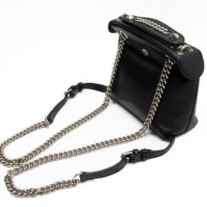 Fendi Shoulder Silver Black Leather Bag Metal Backpack